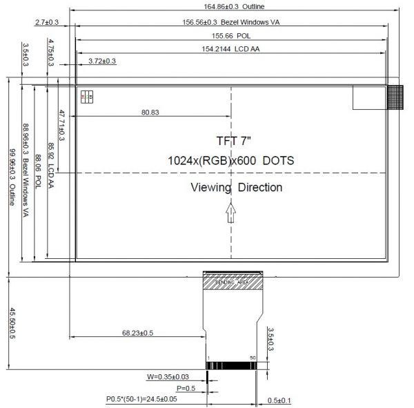 7 inch display dimensions